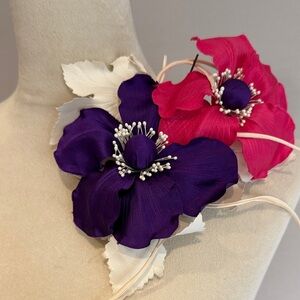 Elegant Purple and Pink Floral Hat Accessory